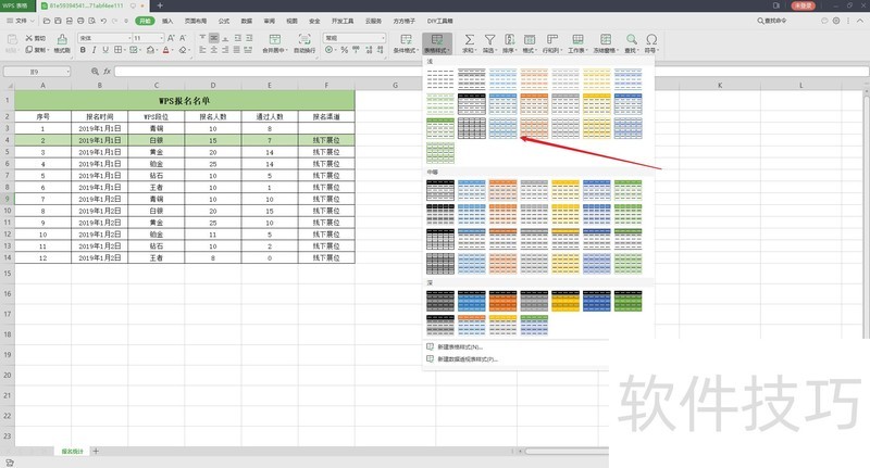 WPS表格样式怎么设置？